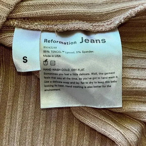 Reformation Jeans Women’s Pink Lightweight Casual Ribbed Tee Small‎ - Picture 6 of 6